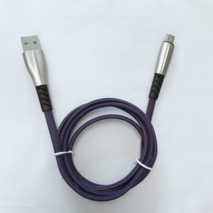 Flätad datakabel 3.0A snabbladdning platt zinklegeringshus Flexböjning Trasselfri USB-kabel för mikro USB, typ C, iPhone blixtladdning och synk