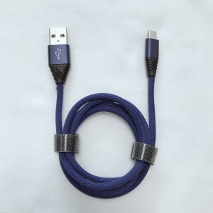 Flätad snabbladdning Rund aluminiumskåpa Flexböjande USB-datakabel för mikro-USB, typ C, iPhone-blixtladdning och synk